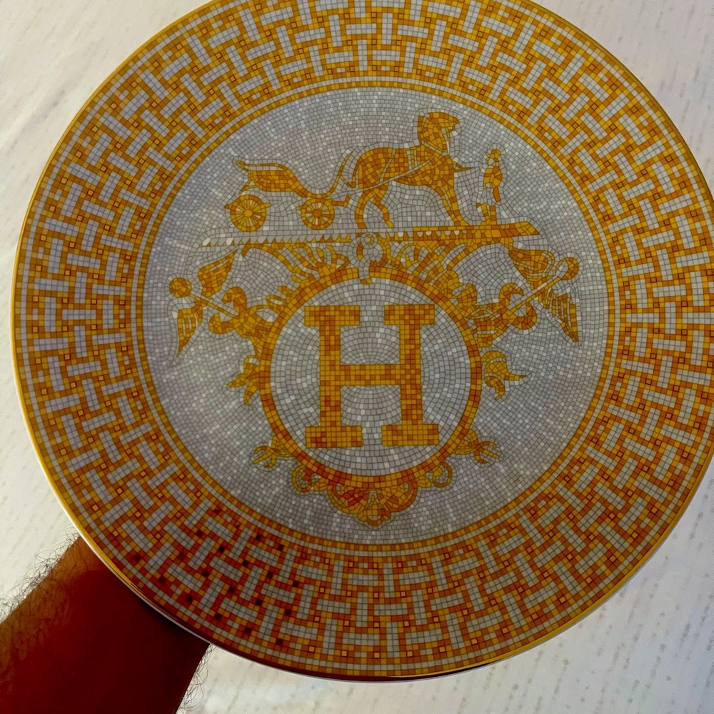 HERMES Mosaique au 24, Set of 4 Gold Dinner Plates